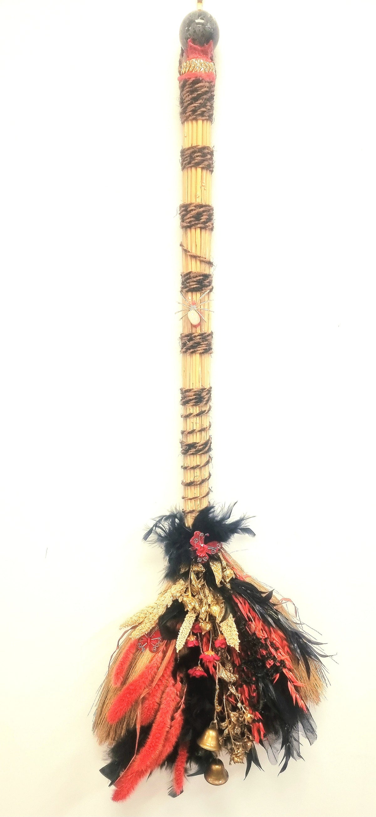 Red & Black Witches Broom Decor