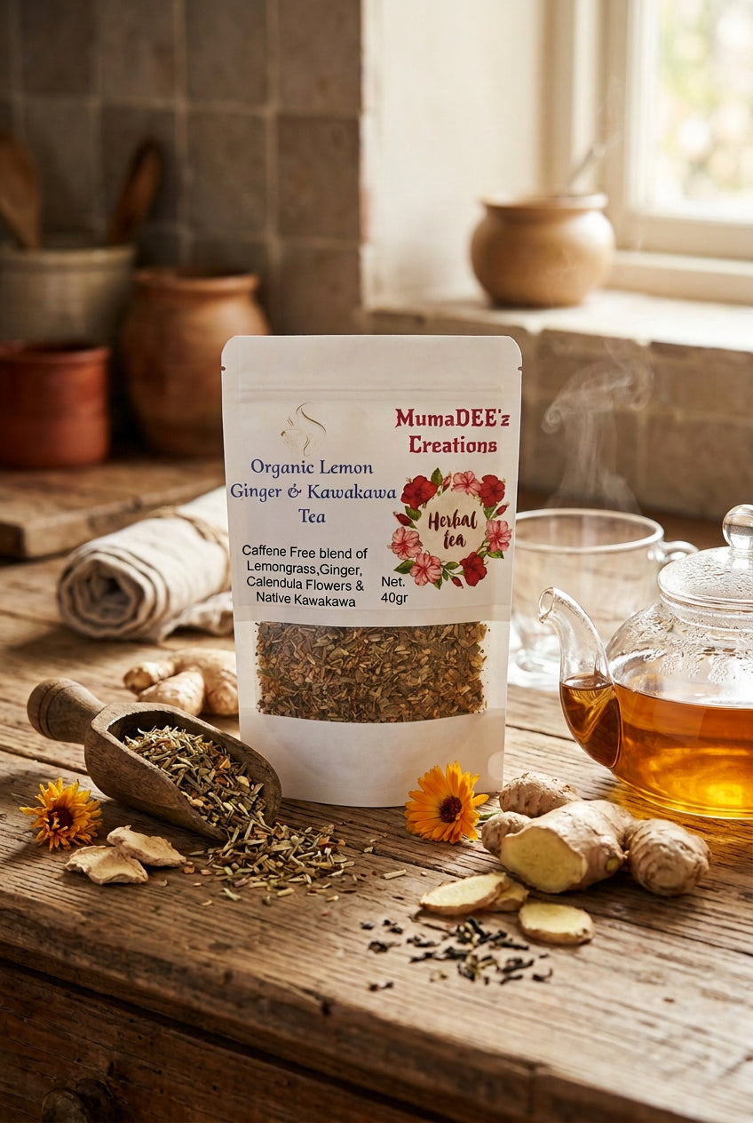 Organic Lemon, Ginger & Kawakawa Herbal Tea – 40g