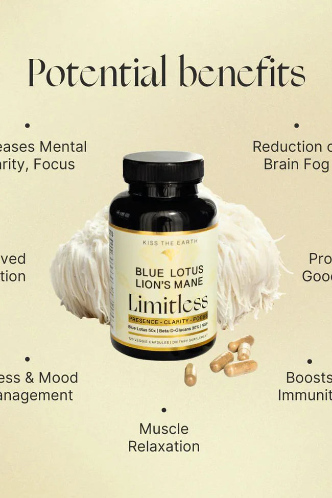 Limitless Blue Lotus & Lion's Mane Capsules - Natural Nootropic Supplement