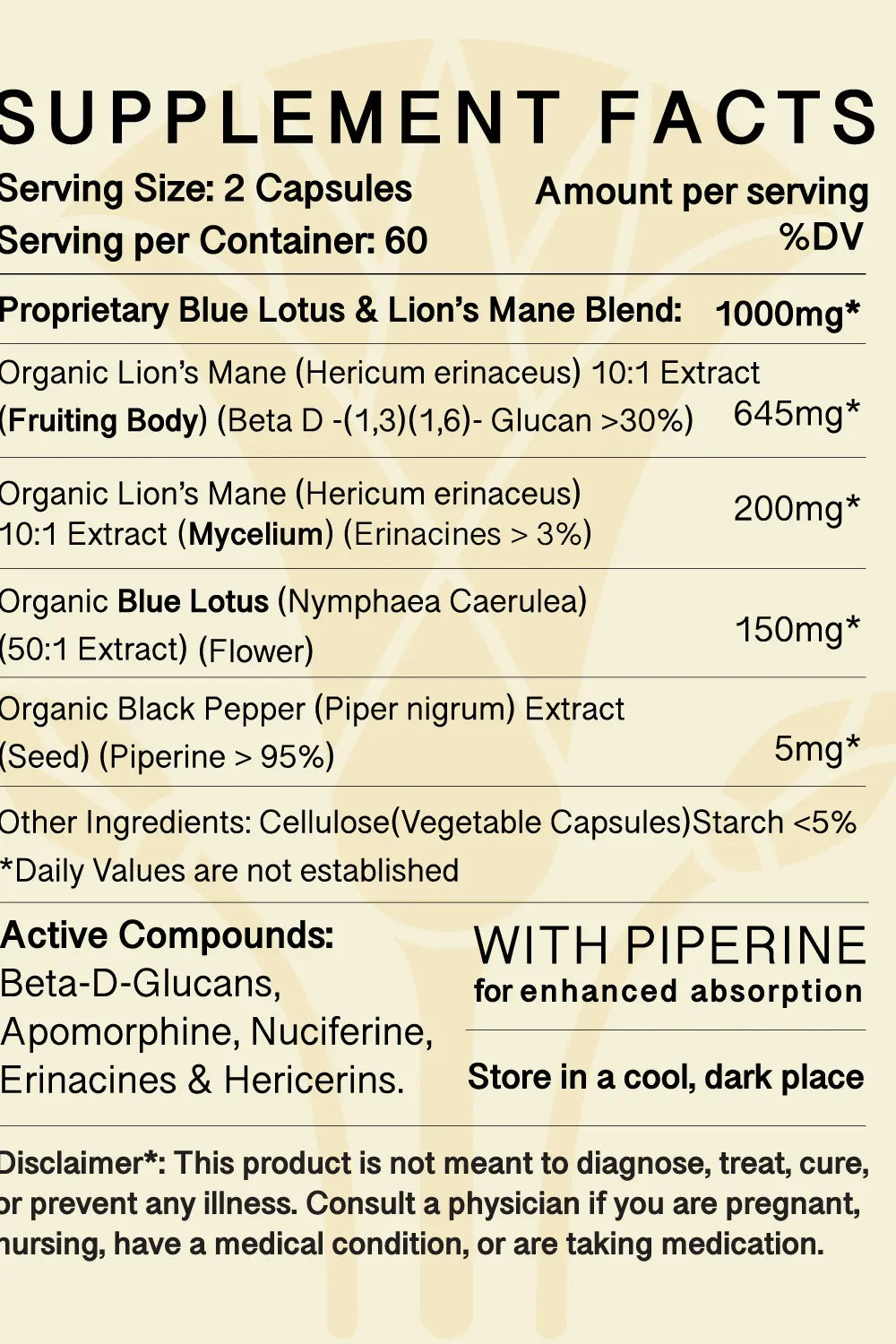 Limitless Blue Lotus & Lion's Mane Capsules - Natural Nootropic Supplement