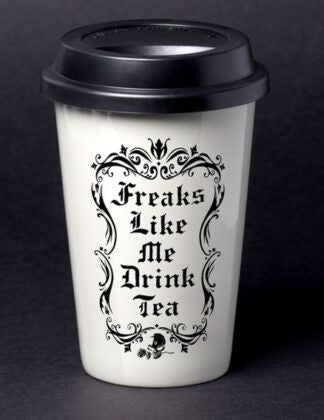 Freaks Like Me Drink Tea Ceramic Travel Mug