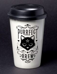 Purrfect Brew Ceramic Travel Mug